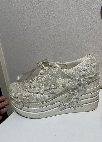 Gelin ayakkabısı  platform spor 1 defa giyildi  - Görsel 2