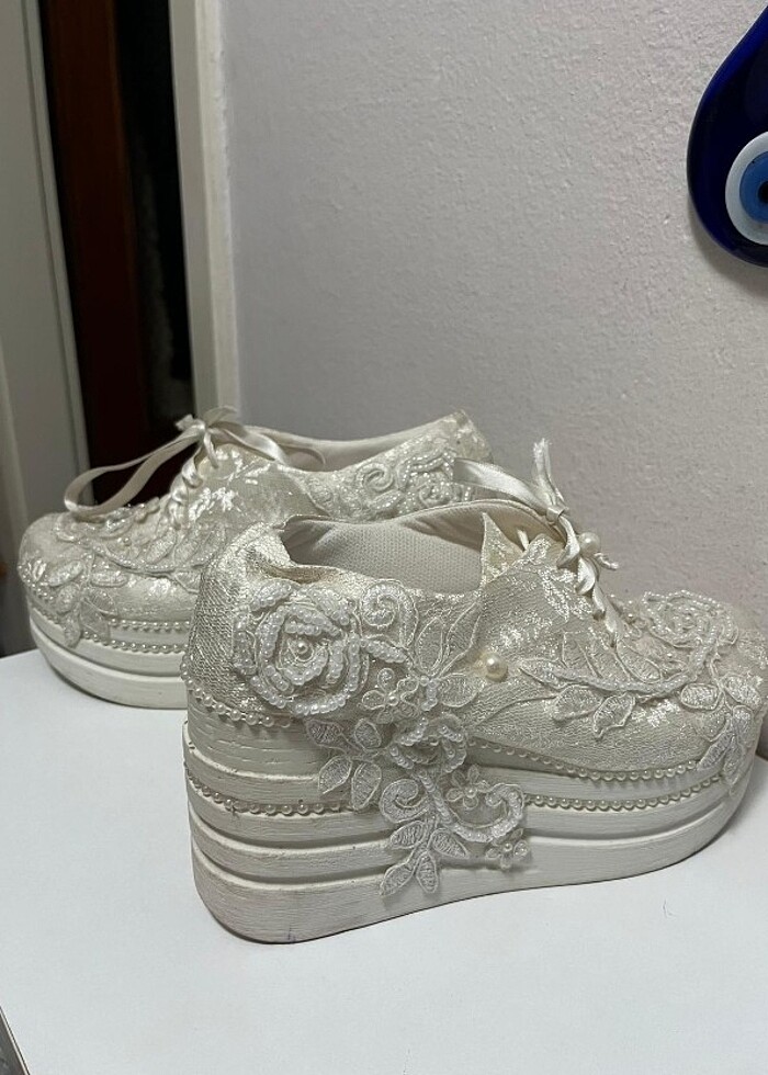 Gelin ayakkabısı  platform spor 1 defa giyildi  - Görsel 3
