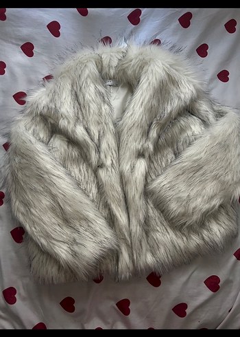 Beyaz Kısa Suni Kürk Ceket - Görsel 3