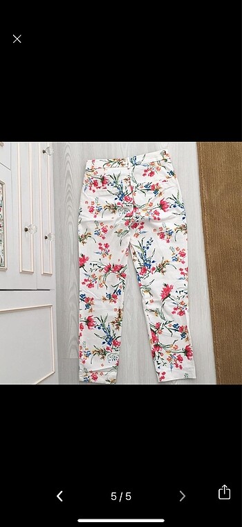 Çiçek desenli cigarette kesim pantolon - Görsel 5