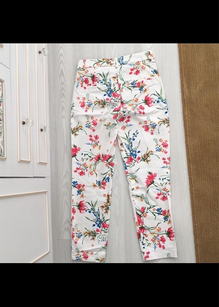 Çiçek desenli cigarette kesim pantolon - Görsel 5