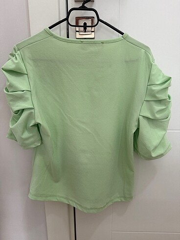 l Beden yeşil Renk Drape detaylı bluz