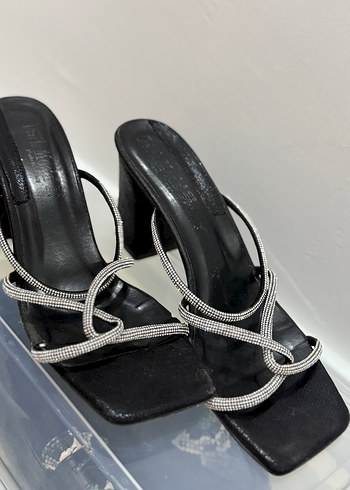 Diğer Siyah Parlak taşlı topuklu stiletto