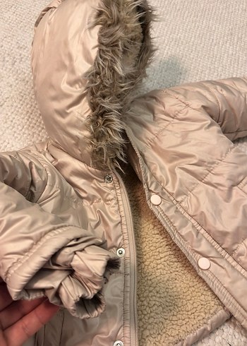 Kürklü Bej Bebek Kız Kayak Tulumu - Görsel 6