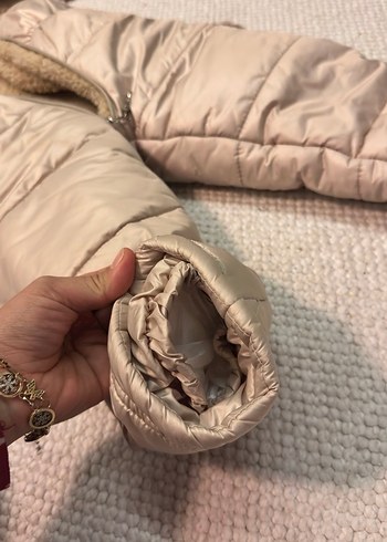 Kürklü Bej Bebek Kız Kayak Tulumu - Görsel 4