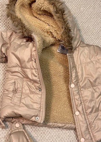 Kürklü Bej Bebek Kız Kayak Tulumu - Görsel 2