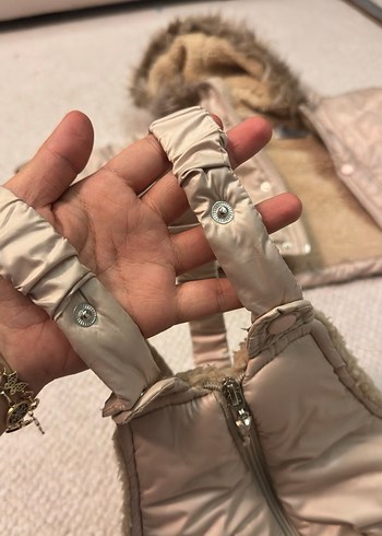 Kürklü Bej Bebek Kız Kayak Tulumu - Görsel 5