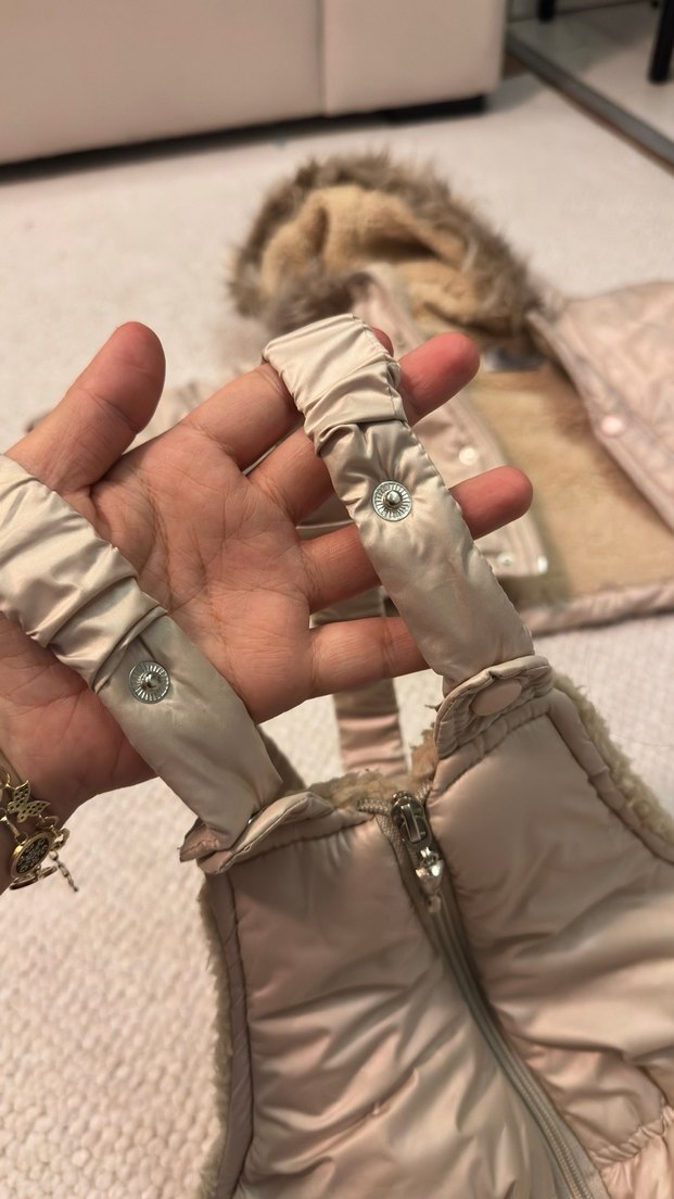 Kürklü Bej Bebek Kız Kayak Tulumu - Görsel 5