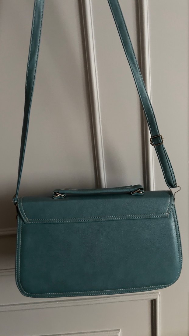 Tokalı Turkuaz Deri Kadın Çanta - Görsel 2