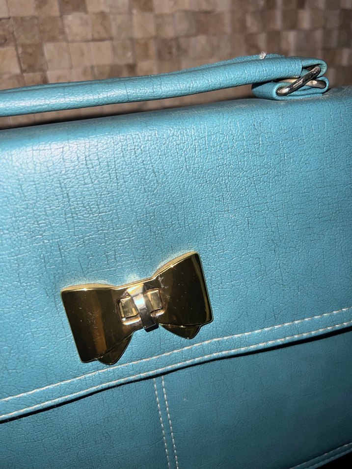 Tokalı Turkuaz Deri Kadın Çanta - Görsel 3