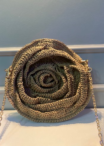 Örme gül çanta - Görsel 7