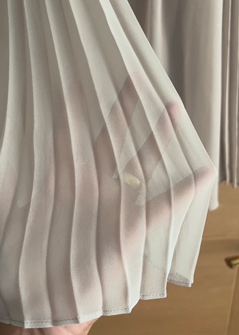 Kadın Bej Pileli Uzun Etek - Görsel 4