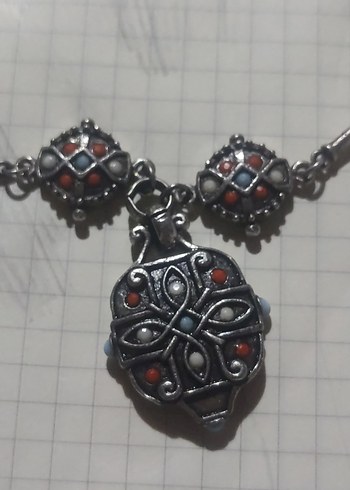 gerçek gümüş Turkuaz Mercan tasli Kolye - Görsel 2