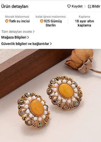 18 k altın kaplamalı Vintage Küpe - Görsel 5