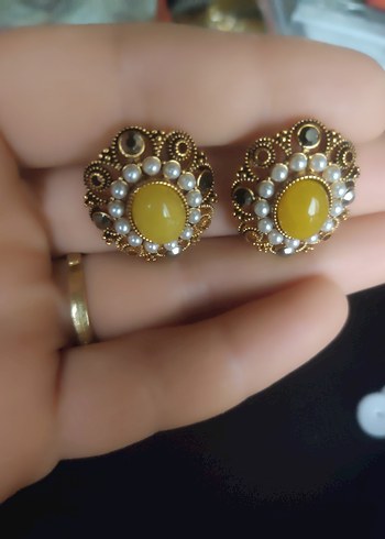 18 k altın kaplamalı Vintage Küpe - Görsel 2