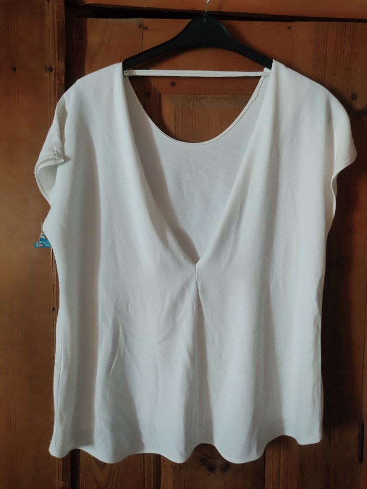 Beyaz  Salaş Kısa Kollu Bluz - Görsel 2