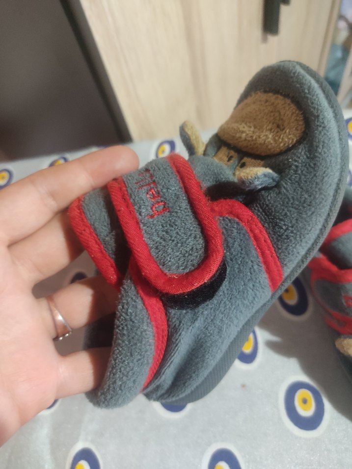 Gri Baskılı Erkek Çocuk Ev Terliği Velcro - Görsel 2