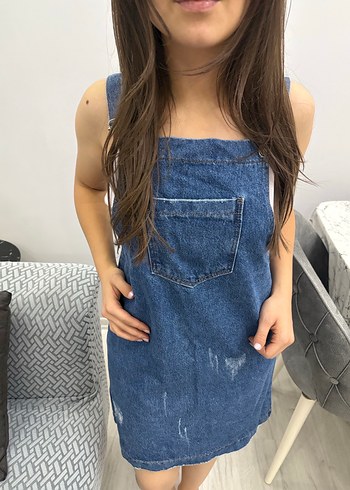 Mavi Kot Midi Boy Salopet - Görsel 2