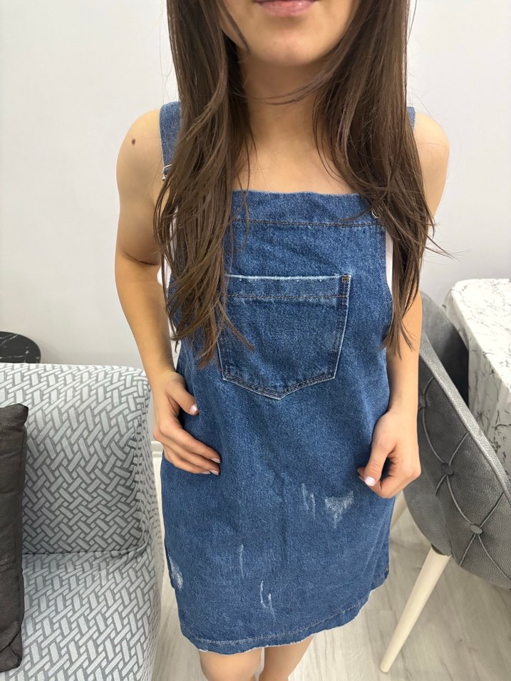 Mavi Kot Midi Boy Salopet - Görsel 2