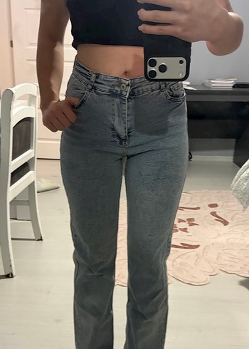 Diğer Yuksek Bel Acik Mavi Denim Jean