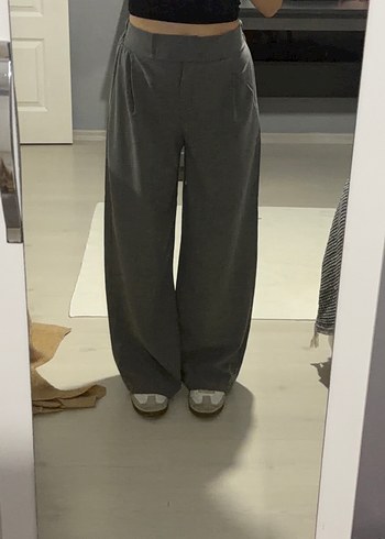 Diğer Sik Ve Rahat Yuksek Bel Koyu Gri Pantolon