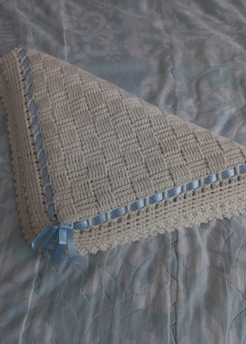 Beyaz Bebek Örgü Battaniye - Görsel 5