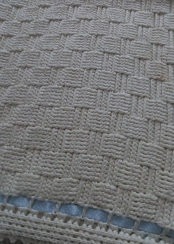 Beyaz Bebek Örgü Battaniye - Görsel 6