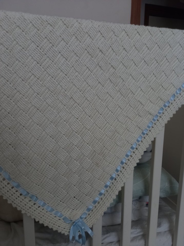 Beyaz Bebek Örgü Battaniye - Görsel 4