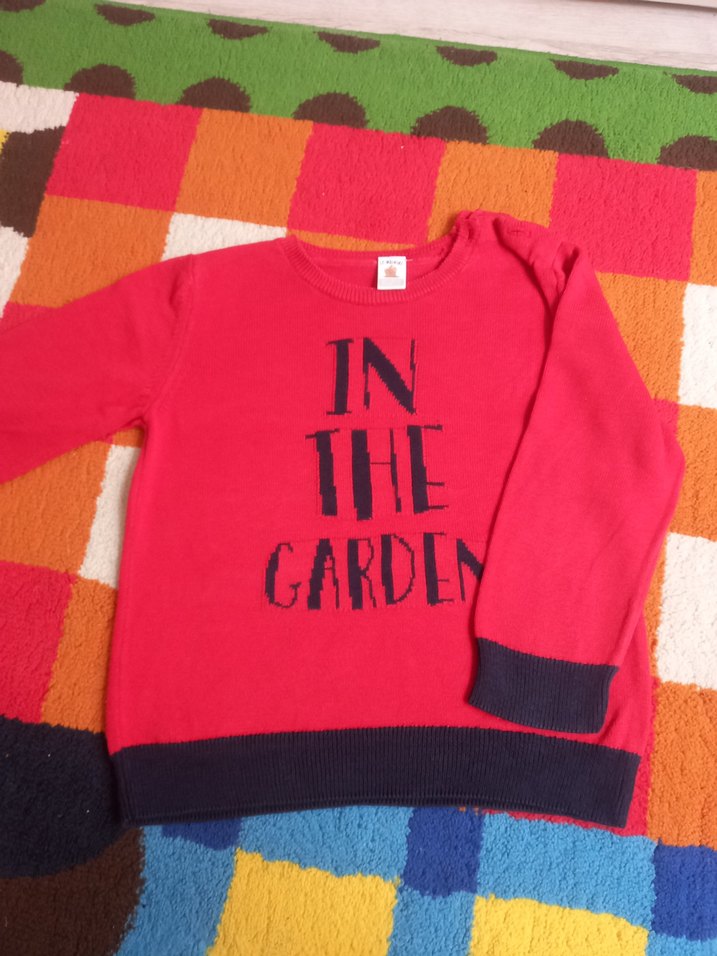 Erkek Çocuk Kırmızı Baskılı Triko Kazak - Görsel 2