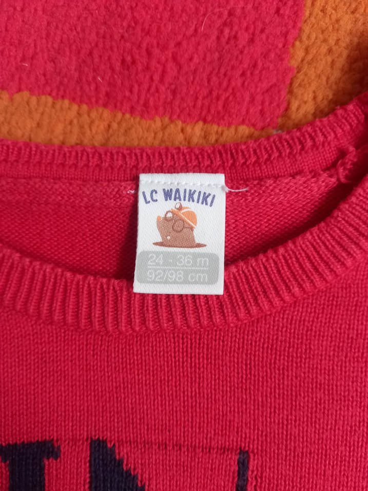 Erkek Çocuk Kırmızı Baskılı Triko Kazak - Görsel 3