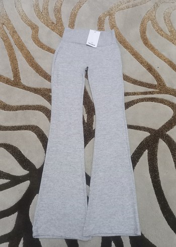 Pull&Bear Gri Kadın  İspanyol Paça Pantolon - Görsel 4