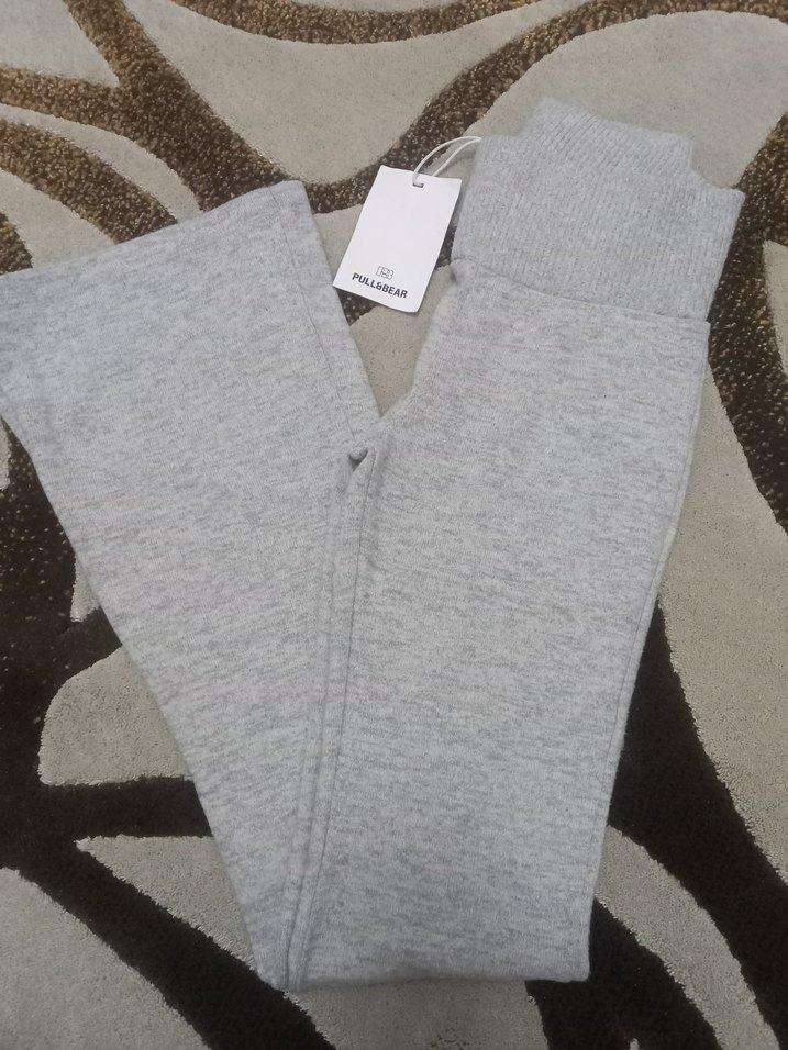 Pull&Bear Gri Kadın  İspanyol Paça Pantolon - Görsel 5