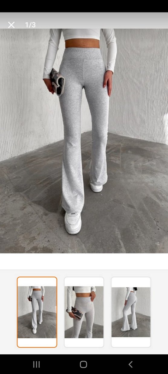 Pull&Bear Gri Kadın  İspanyol Paça Pantolon - Görsel 2