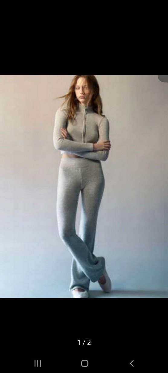 Pull&Bear Gri Kadın  İspanyol Paça Pantolon - Görsel 3