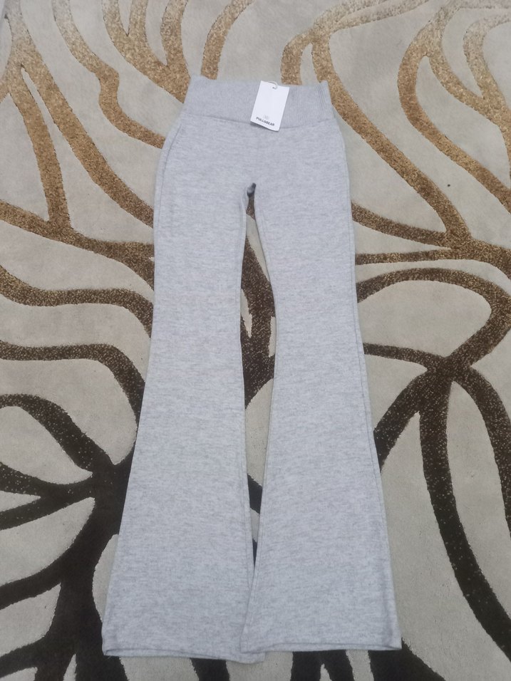 Pull&Bear Gri Kadın  İspanyol Paça Pantolon - Görsel 4