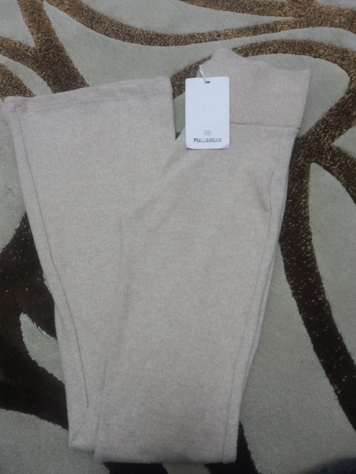 Pull&Bear  XS  bej triko tayt pantolon - Görsel 3