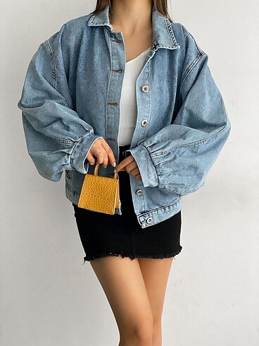 Balon Kol Oversize Denim Ceket