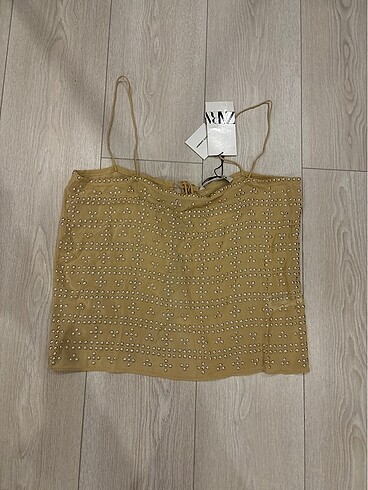 m Beden camel Renk Zara zımbalı top