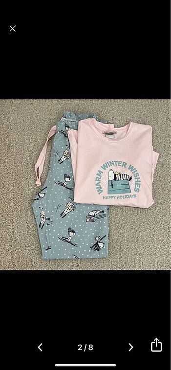 Koton Koton lisanslı snoppy pamuklu pijama takımı