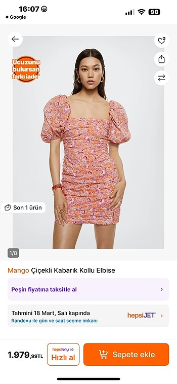 Mango Mango çiçekli mini elbise
