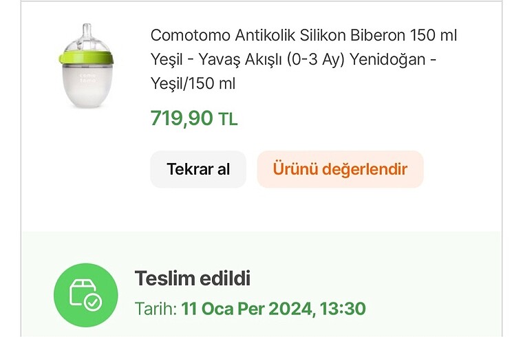 Beden yeşil Renk Comotomo biberon