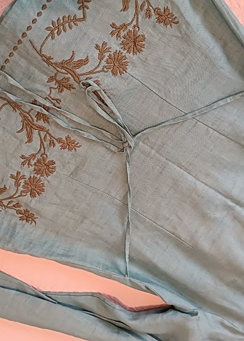 Mango Nakışlı, Uzun Kollu, keten bluz