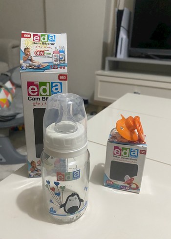 Beyaz Renkli Cam Bebek Biberonu 125 ml