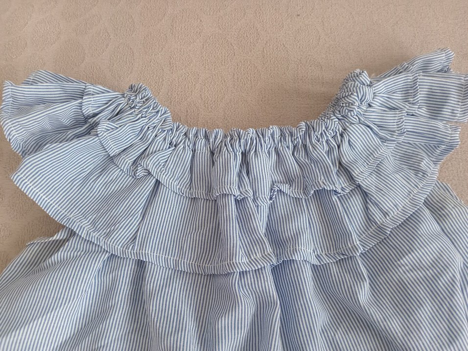 Mavi Keten Fırfırlı bluz - Görsel 2