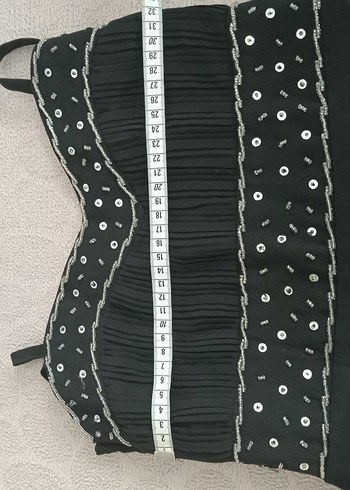 İnce Askılı Boncuk İşlemeli Siyah Midi Elbise - Görsel 8