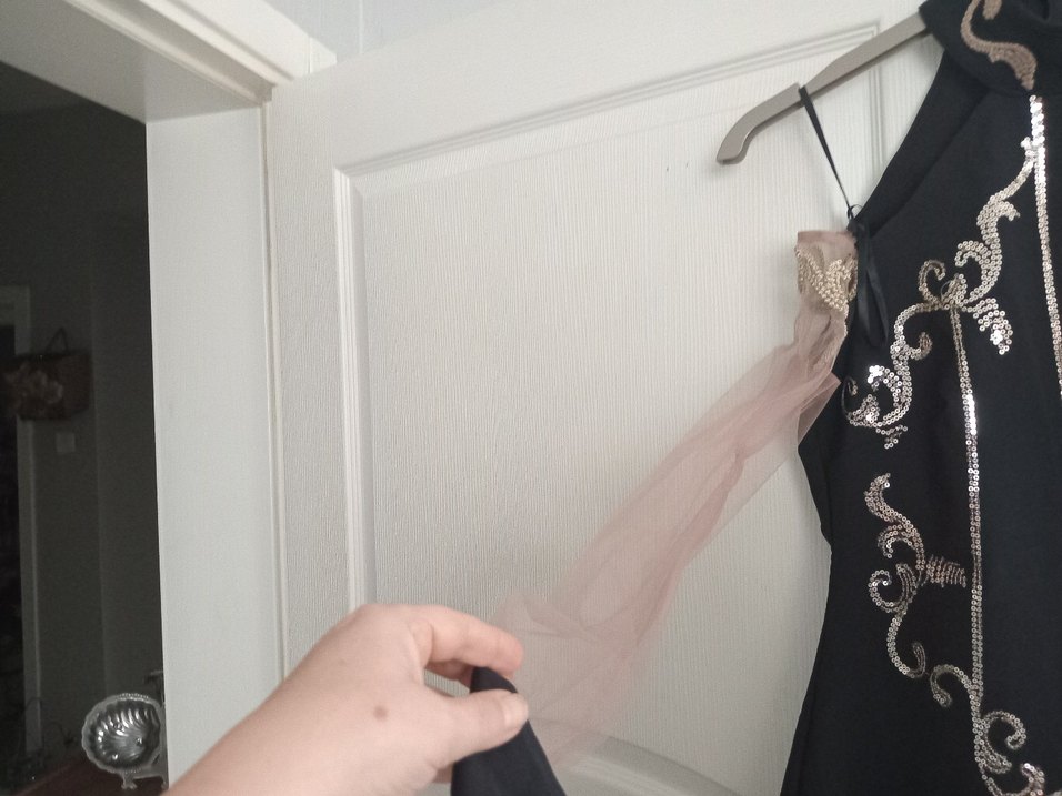 Siyah Nakışlı Abiye Elbise - Görsel 4