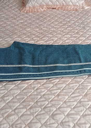 Bol Kesim Mavi Midi Denim Pantolon - Görsel 6