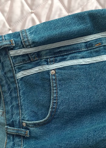 Bol Kesim Mavi Midi Denim Pantolon - Görsel 4