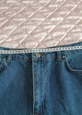 Bol Kesim Mavi Midi Denim Pantolon - Görsel 5