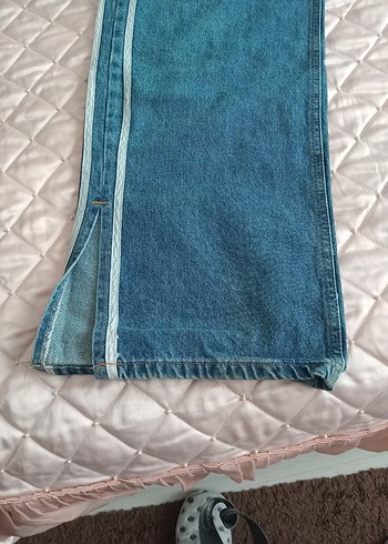 Bol Kesim Mavi Midi Denim Pantolon - Görsel 2